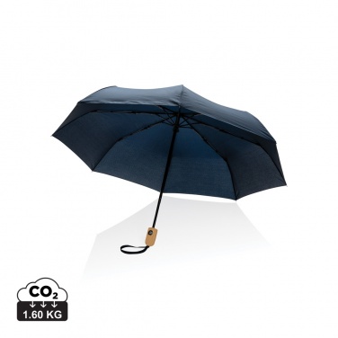 Logotrade promotional item picture of: 21" Impact AWARE™ RPET 190T bamboo auto open/close umbrella