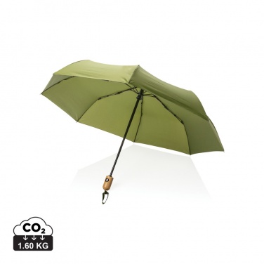 Logo trade promotional merchandise image of: 21" Impact AWARE™ RPET 190T bamboo auto open/close umbrella
