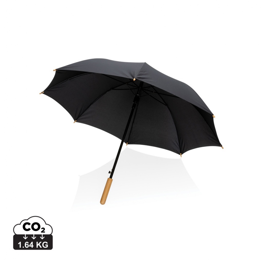 Logo trade promotional gifts picture of: 23" Impact AWARE™ RPET 190T auto open bamboo umbrella