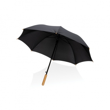 Logo trade promotional giveaways image of: 23" Impact AWARE™ RPET 190T auto open bamboo umbrella