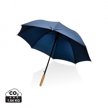 Logo trade corporate gifts image of: 23" Impact AWARE™ RPET 190T auto open bamboo umbrella