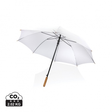 Logotrade promotional products photo of: 27" Impact AWARE™ RPET 190T auto open bamboo umbrella