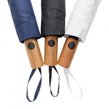 Logo trade business gift photo of: Kaycey 21" AWARE™ RPET Acacia wood mini auto open umbrella