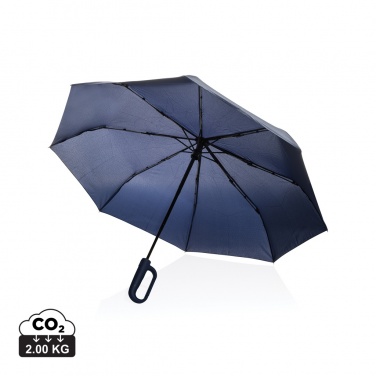 Logo trade promotional merchandise image of: Yara 21" AWARE™ RPET solid colour umbrella with carabiner