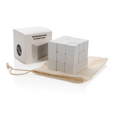 Logo trade promotional giveaway photo of: Wooden brain game in canvas pouch