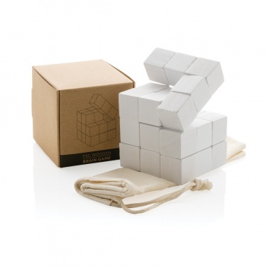 Logo trade promotional gifts picture of: Wooden brain game in canvas pouch