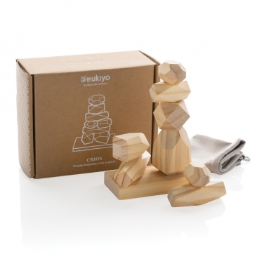 Logotrade promotional merchandise image of: Ukiyo Crios wooden balancing rocks in pouch