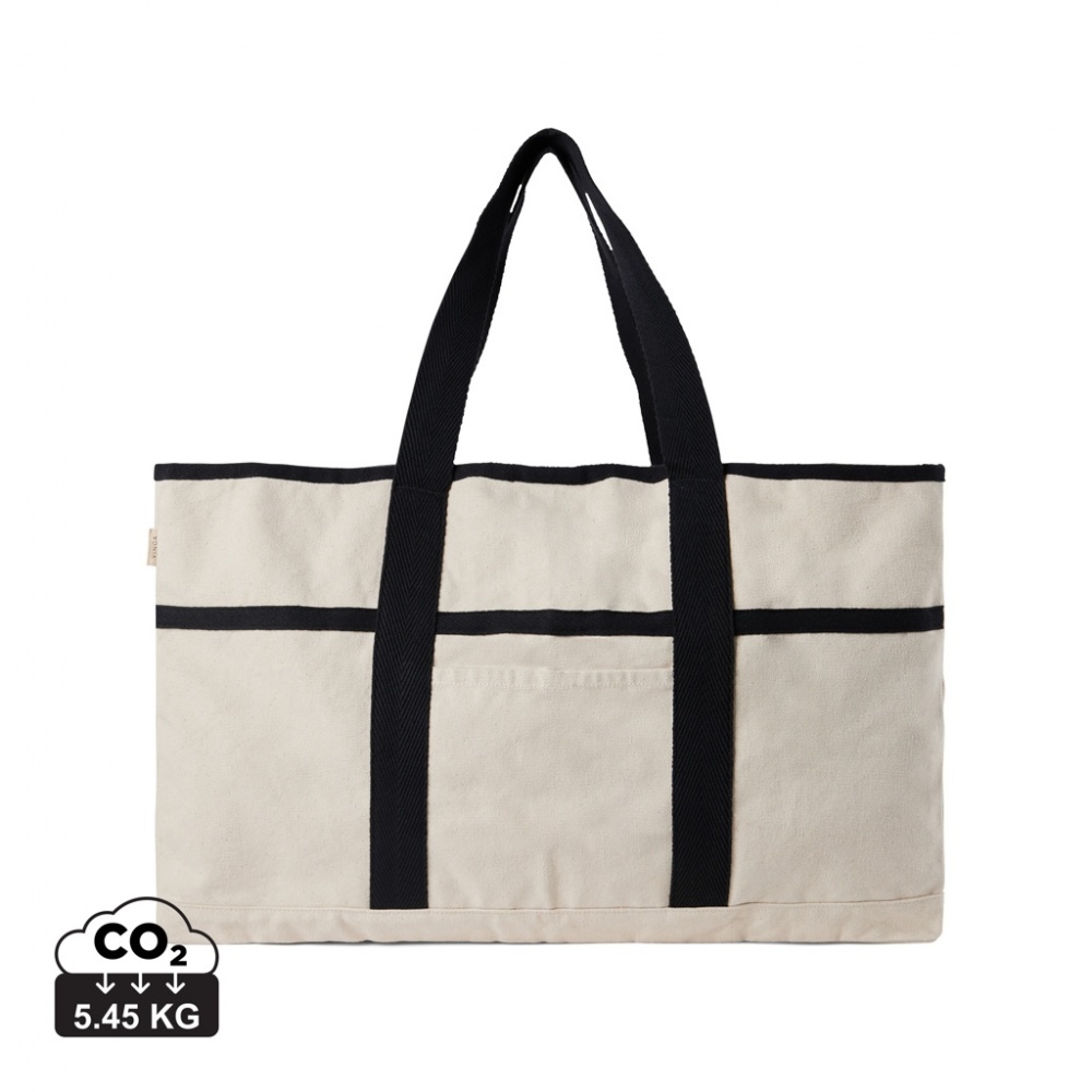 Logo trade promotional items image of: VINGA Volonne AWARE™ recycled canvas beach bag