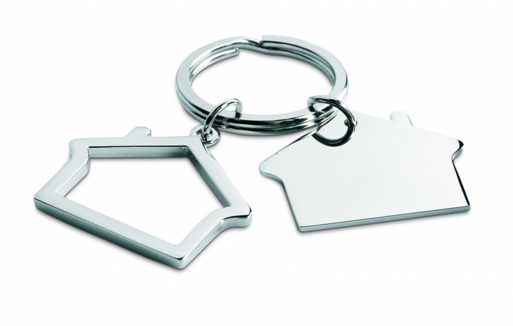 Logotrade promotional item image of: Metal key ring house shape Jyvaskyla