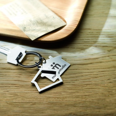 Logotrade advertising products photo of: Metal key ring house shape Jyvaskyla