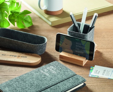 Logo trade promotional gift photo of: RPET felt pen pot phone stand