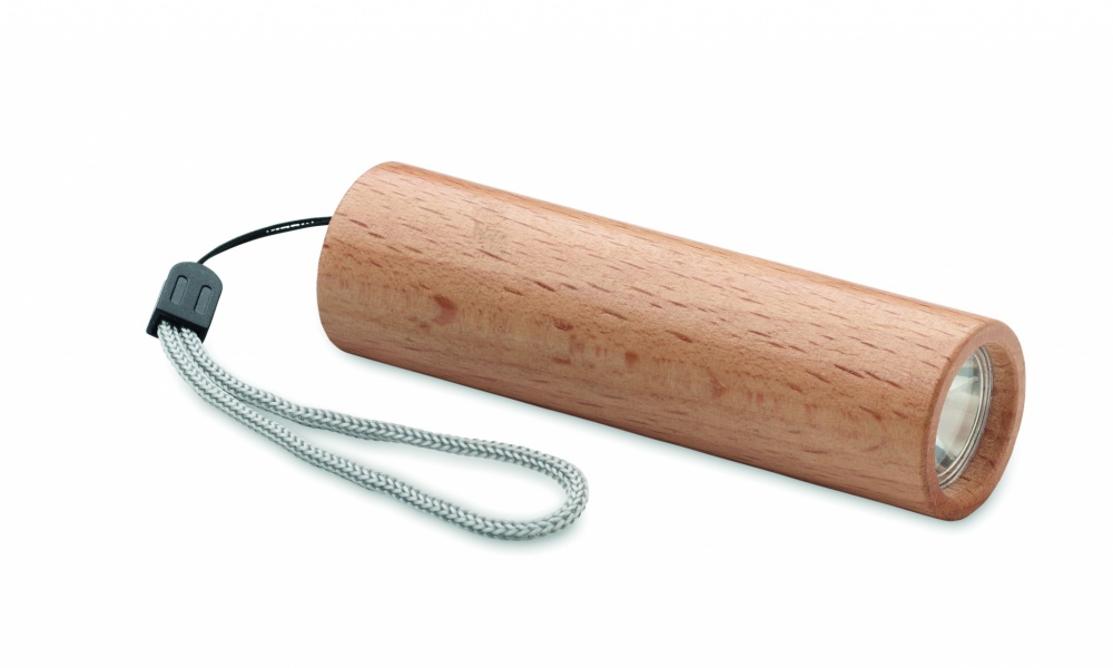 Logo trade promotional merchandise image of: Beech wood rechargeable torch