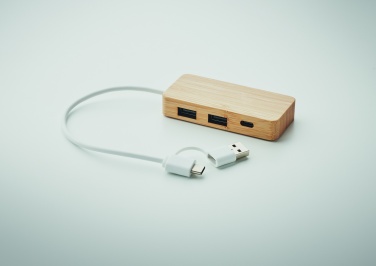 Logo trade promotional items picture of: Bamboo USB 3 ports hub