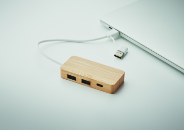 Logotrade advertising products photo of: Bamboo USB 3 ports hub
