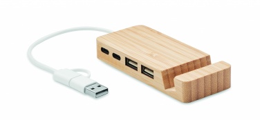Logo trade promotional giveaway photo of: Bamboo USB 4 ports hub