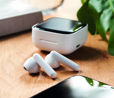 Logotrade business gift image of: TWS earbuds with solar charger