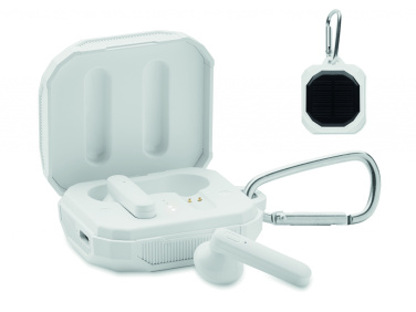 Logo trade promotional merchandise picture of: TWS earbuds with solar charger