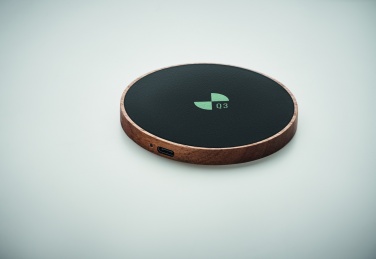Logo trade advertising products picture of: Wireless charger in acacia 15W