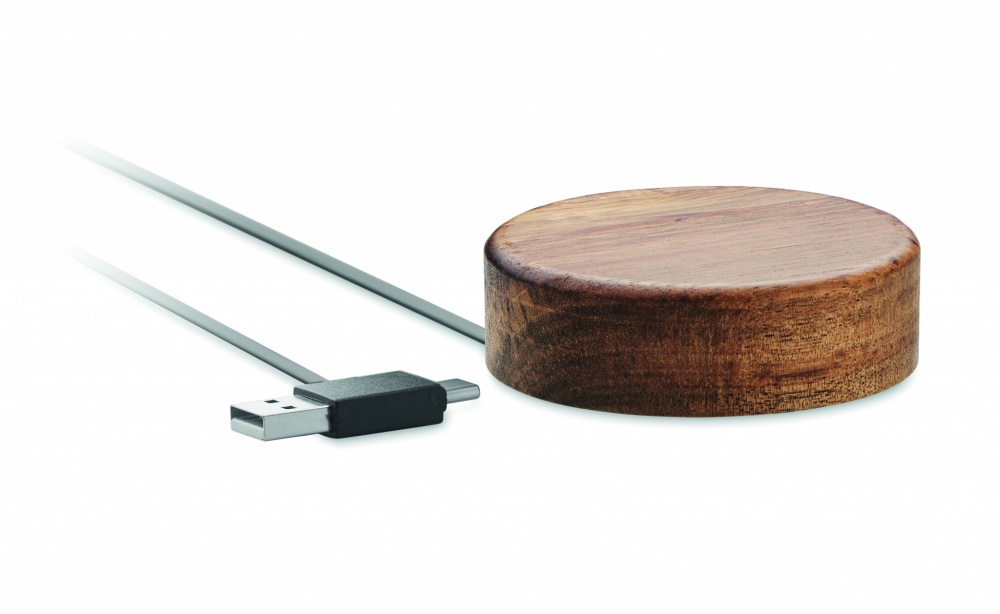 Logo trade promotional items picture of: Wireless charger in acacia 15W