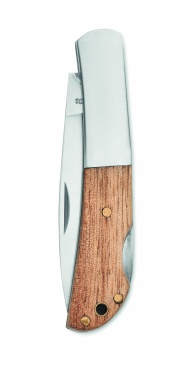 Logo trade promotional giveaways image of: Foldable knife in acacia wood