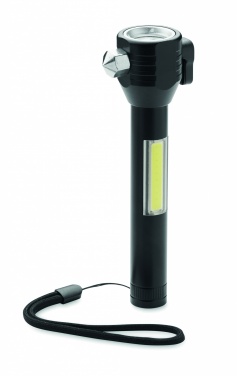 Logo trade promotional giveaways image of: 3-in-1 aluminum flashlight with an emergency hammer and seatbelt cutter, customizable with printing