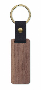 Logotrade advertising products photo of: Key ring in walnut and PU Kokkola