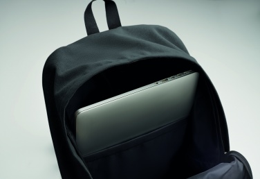 Logo trade business gifts image of: A 15-inch laptop backpack made of recycled pre-consumer cotton with customizable printing