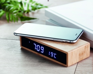 Logo trade promotional items picture of: Wireless charger in bamboo 5W