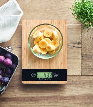 Logo trade promotional gifts image of: Bamboo digital kitchen scales