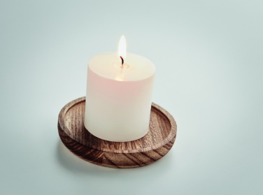 Logo trade business gift photo of: Candle on round wooden base