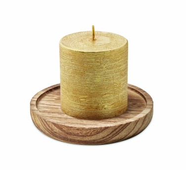 Logo trade promotional gifts picture of: Candle on round wooden base