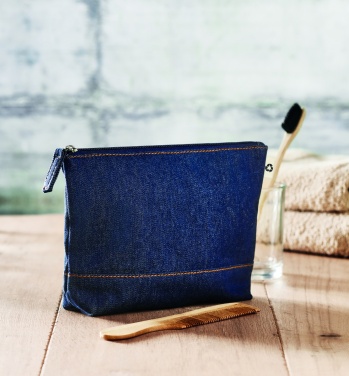Logo trade promotional items image of: Recycled denim cosmetic pouch