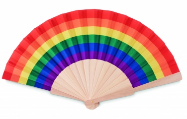 Logo trade promotional gifts image of: Rainbow wooden hand fan
