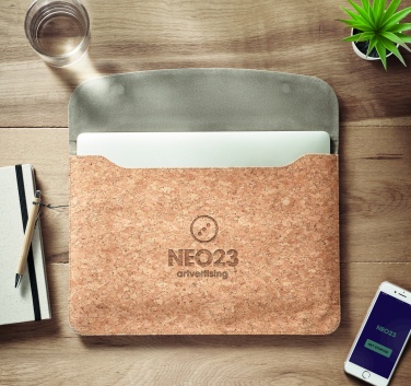 Logo trade corporate gifts picture of: Cork laptop bag magnetic flap