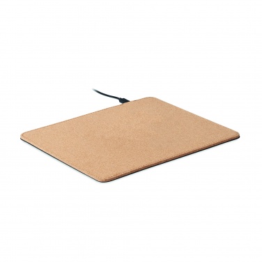 Logo trade promotional gifts picture of: Cork mouse mat charger 15W