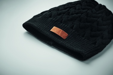 Logo trade promotional products picture of: Cable knit beanie in RPET