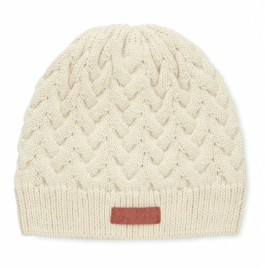 Logo trade corporate gifts picture of: Cable knit beanie in RPET