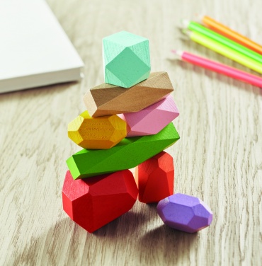Logo trade promotional giveaways picture of: 8 stacking wood rocks in pouch