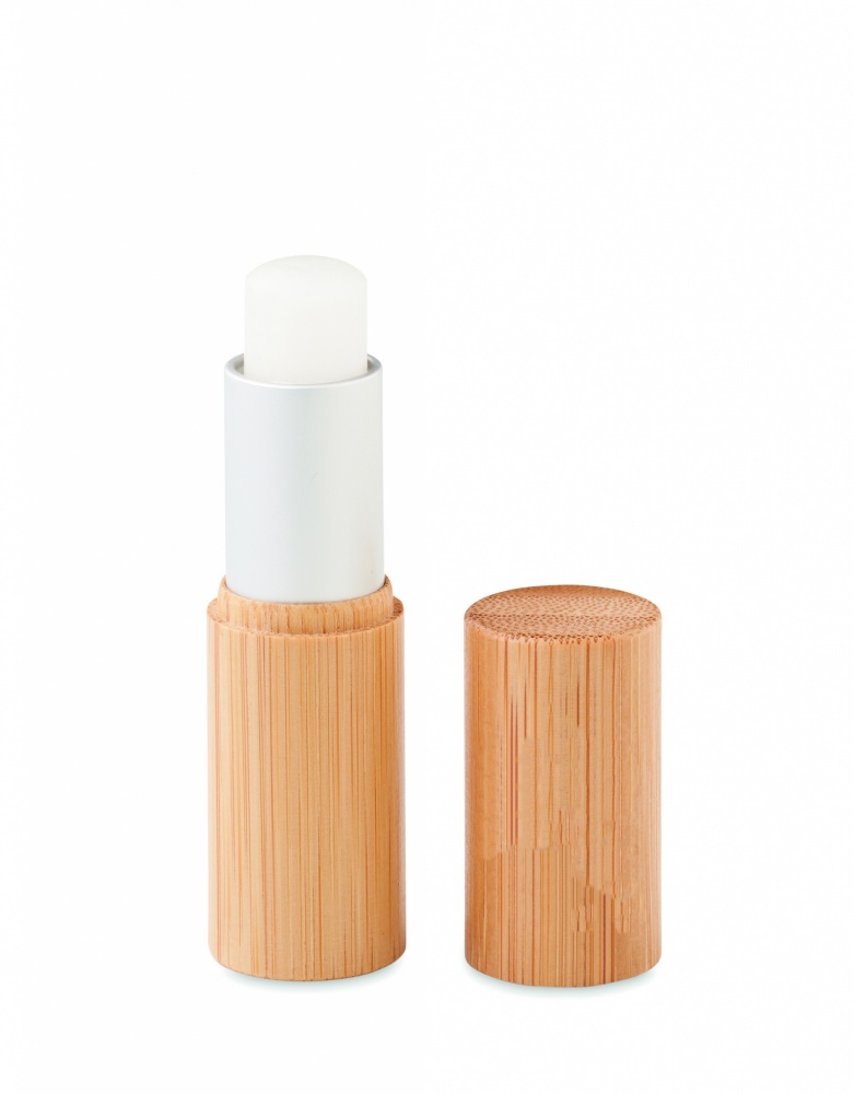 Logo trade promotional merchandise picture of: Lip balm in bamboo tube box