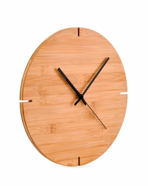 Logo trade promotional giveaways image of: Round shape bamboo wall clock