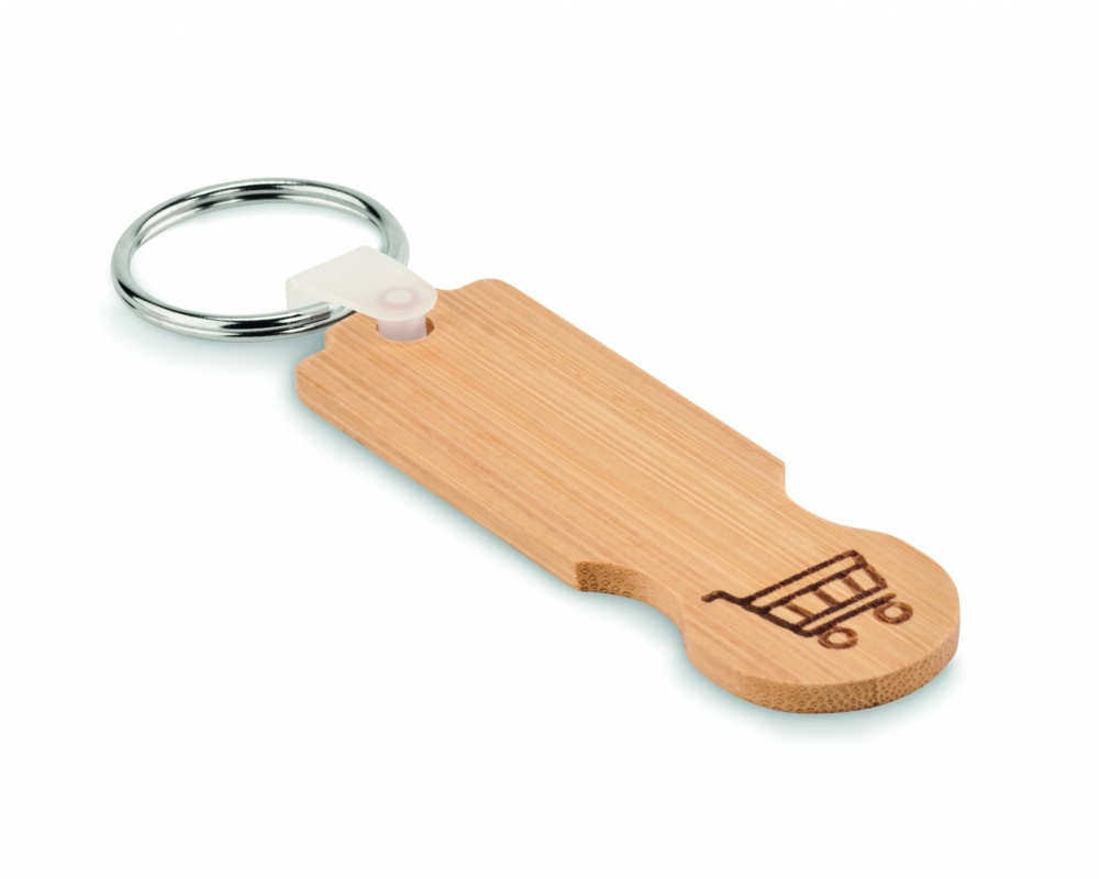 Logotrade promotional products photo of: Bamboo euro token key ring Rauma