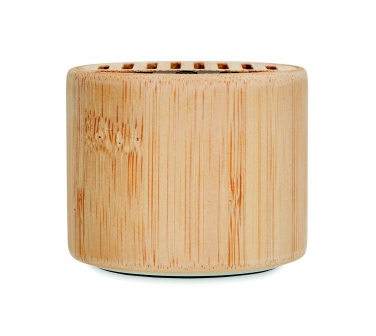 Logo trade promotional gifts image of: Round bamboo wireless speaker