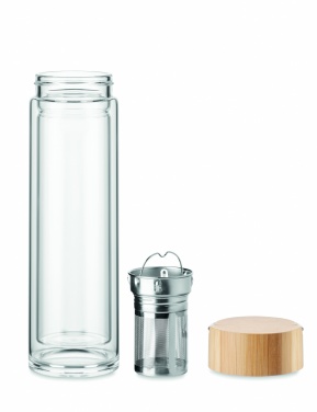Logotrade promotional item picture of: Double wall glass bottle 400ml Berlin
