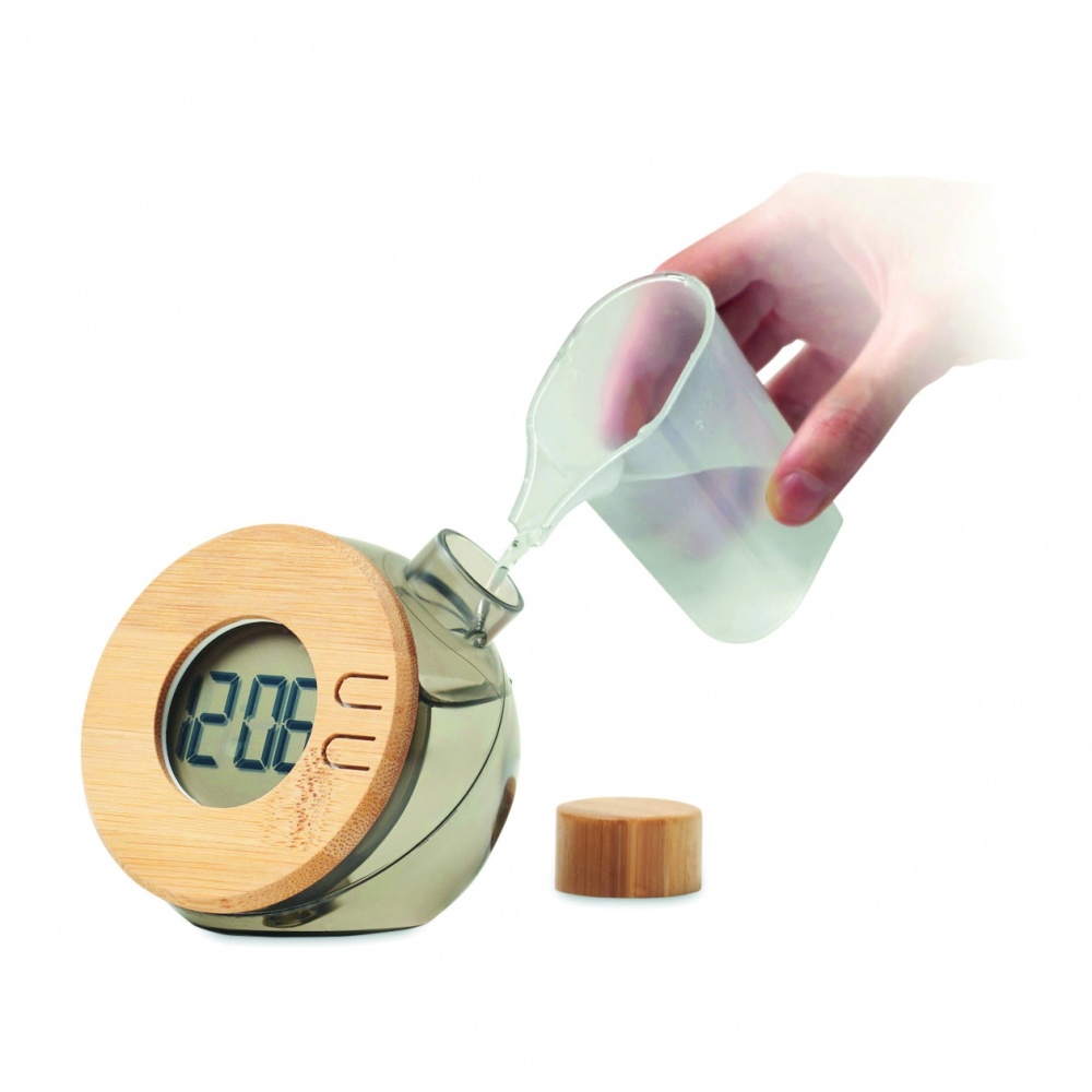 Logotrade business gift image of: Water powered bamboo LCD clock