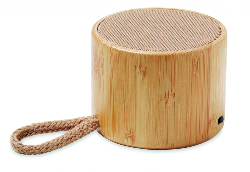 Logo trade corporate gifts picture of: Round bamboo wireless speaker