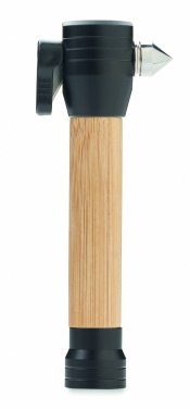 Logo trade promotional giveaways picture of: 3-in-1 bamboo flashlight with an emergency hammer and seatbelt cutter