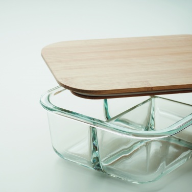 Logo trade advertising products image of: Glass lunch box with bamboo lid