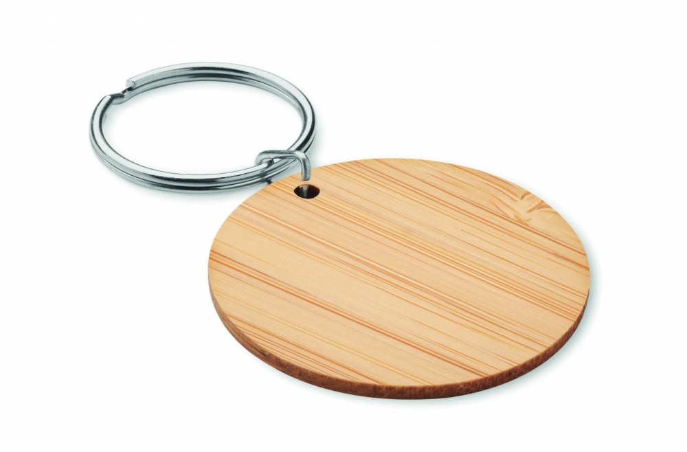 Logotrade promotional gift picture of: Round bamboo key ring Pieksämäki