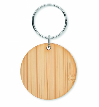 Logo trade promotional gifts image of: Round bamboo key ring Pieksämäki