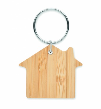 Logotrade promotional items photo of: House shaped bamboo key ring Järvenpää